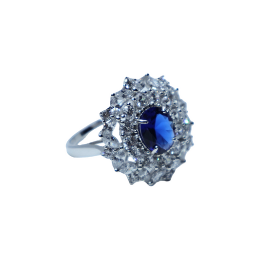 Blue spinel ring worn on hand 925 silver supplier