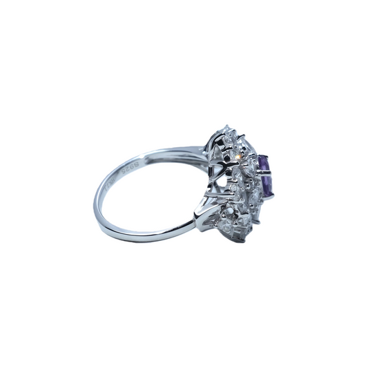 Large flower cocktail ring worn on hand 925 silver supplier