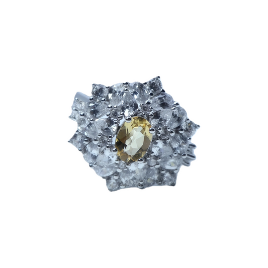 Large flower ring worn on hand 925 silver supplier