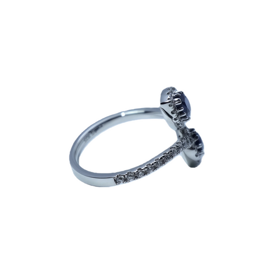 Twisted sapphire pear ring worn on hand 925 silver supplier