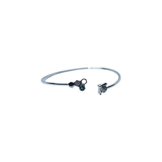 Green tourmaline bee bracelet worn on wrist gold plated supplier