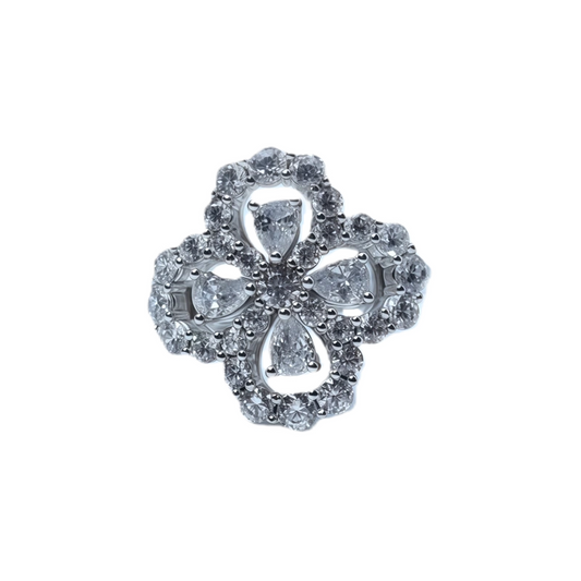 Wholesale Flower-Shaped CZ Diamond Ring