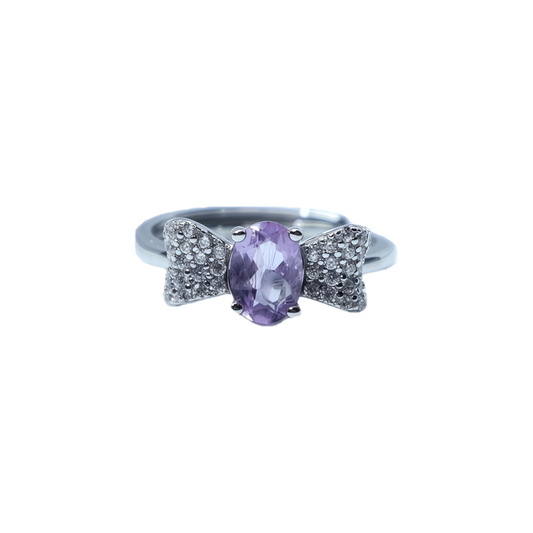 Bow amethyst ring worn on hand 925 silver supplier