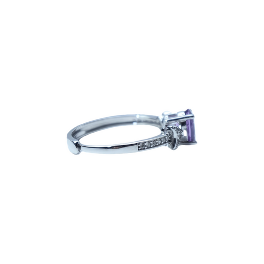 Simple amethyst ring worn on hand 925 silver supplier