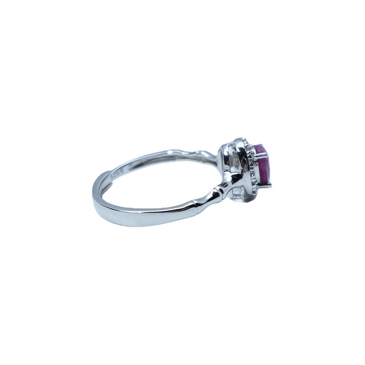 Natural ruby oval ring worn on hand 925 silver supplier
