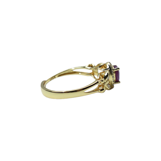 Ruby halo ring worn on hand 925 silver supplier