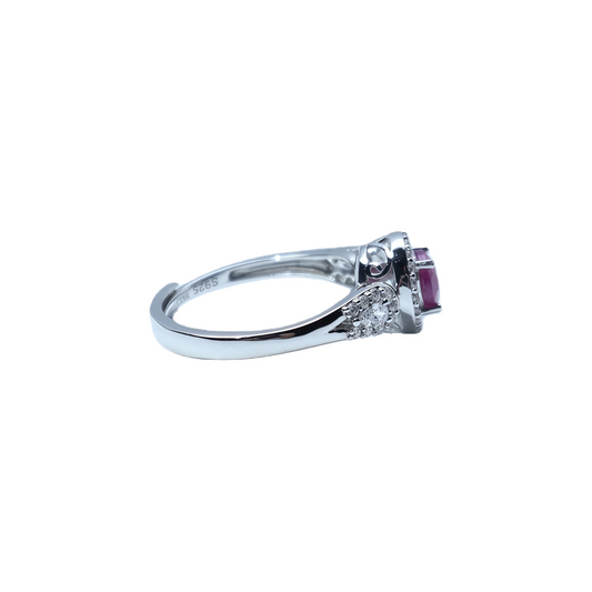 Ruby flower ring worn on hand 925 silver supplier