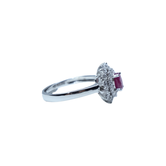 Premium 18K Gold Plated Ruby Halo Ring - Bo Cheng Jewelry 2026 Collection