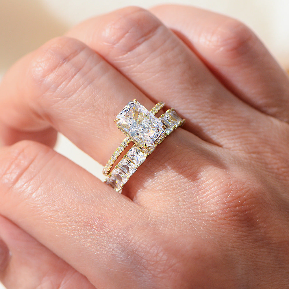 Wholesale 925 Sterling Silver Zircon Ring Set Ins Style Simple Style