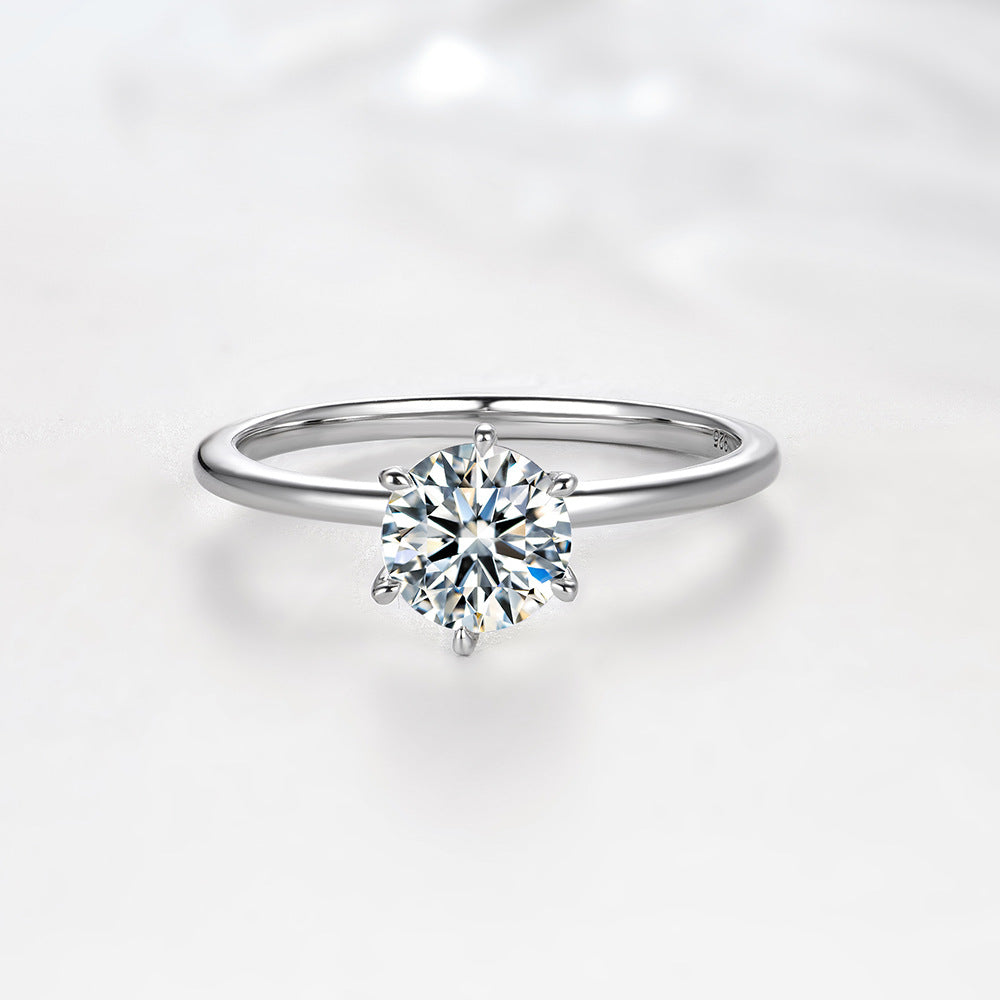Wholesale 925 Sterling Silver Round Moissanite Ring