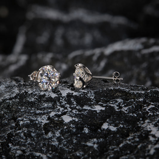 925 Sterling Silver Moussan Crown Earrings Women's Simple Pe | 925 Silver Moissanite Earrings | CZ Options | Wholesale