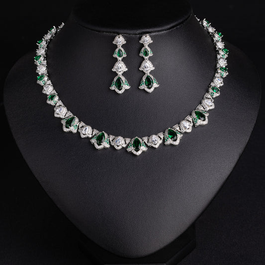 CZ Water Drop Jewelry Set Gold Plated OEM View 2
