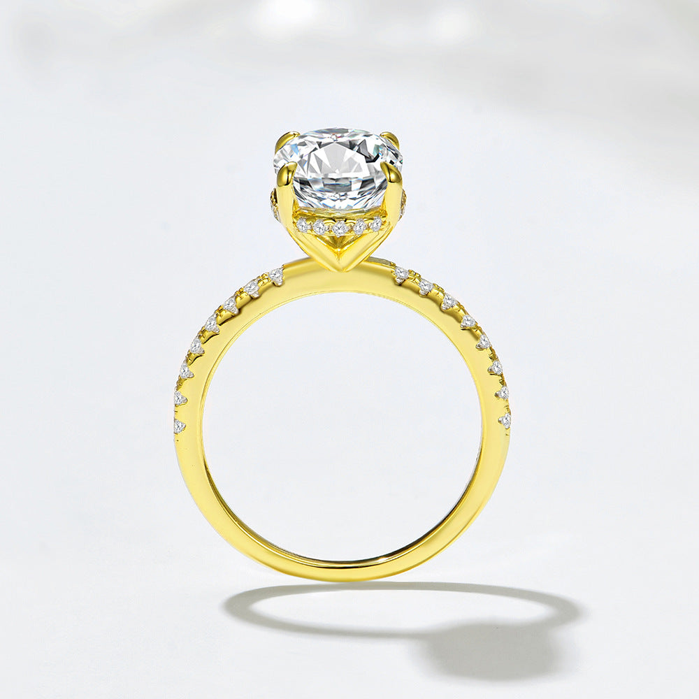 Wholesale 925 Sterling Silver Ice Flower Cut Zircon Ring Light Luxury Floral Design