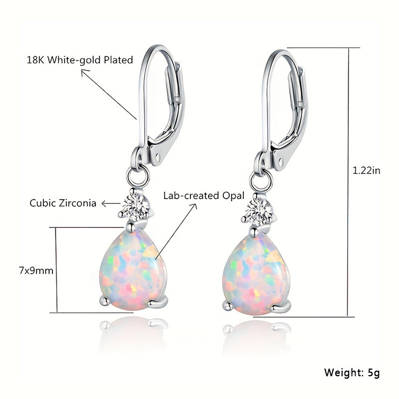 European & American Sweet Niche White Fire Opal Earrings | Wholesale Opal Jewelry | Bo Cheng Jewelry
