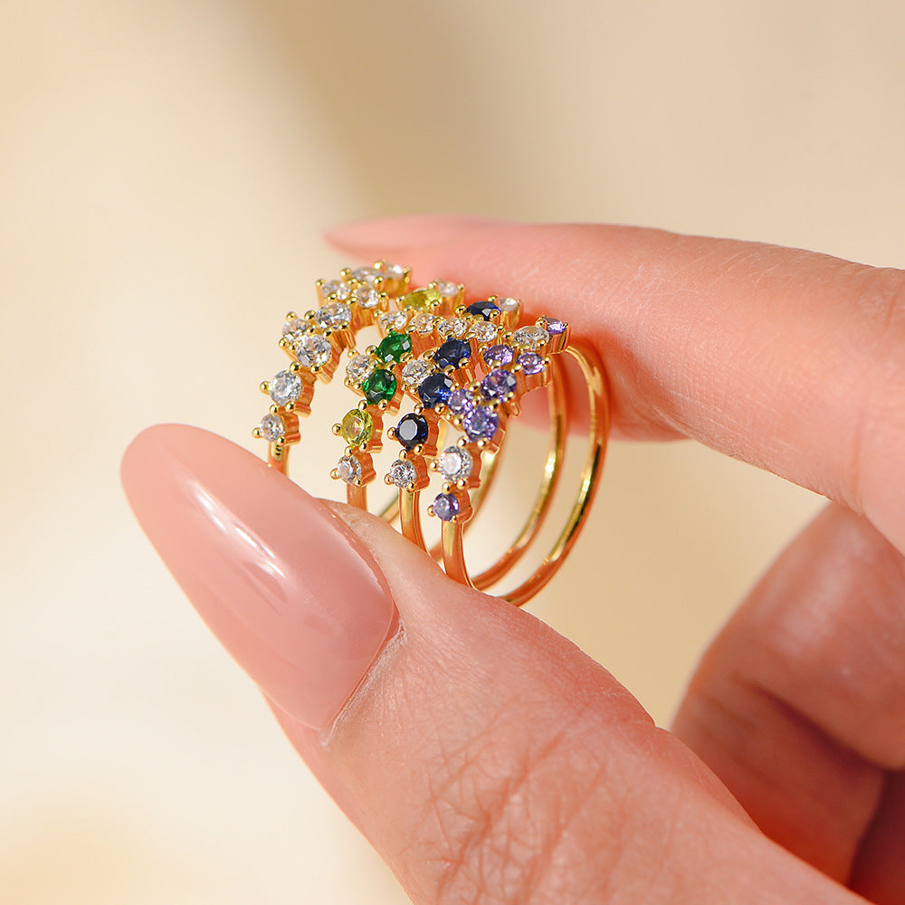 Wholesale 925 Sterling Silver Zircon Ring Ins Style Light Luxury