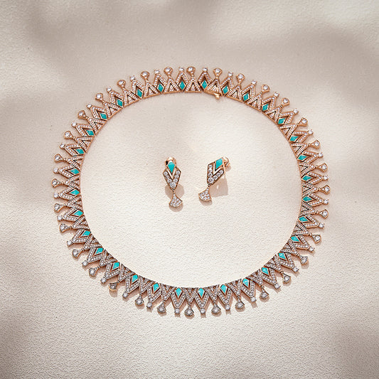 Wholesale Diamond-shaped enamel openwork choker necklace - 18K Gold Plated Factory Price