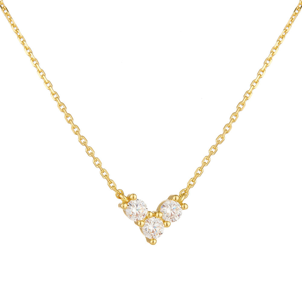 S925 Sterling Silver Mini Diamond Love Necklace Female Niche Design Sense Fashion Internet Celebrant