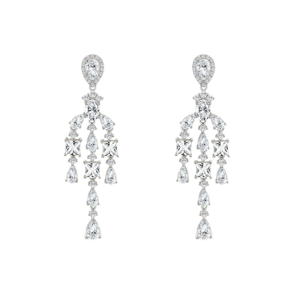 Luxurious Silver Earrings with Moissanite Tassels, Bold and | 925 Silver Moissanite Earrings | CZ Options | Wholesale