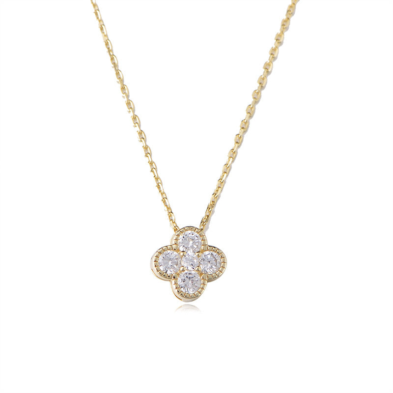 s925 Sterling Silver Diamond Necklace Women's Light Luxury Design High-grade Flash Diamond All-match