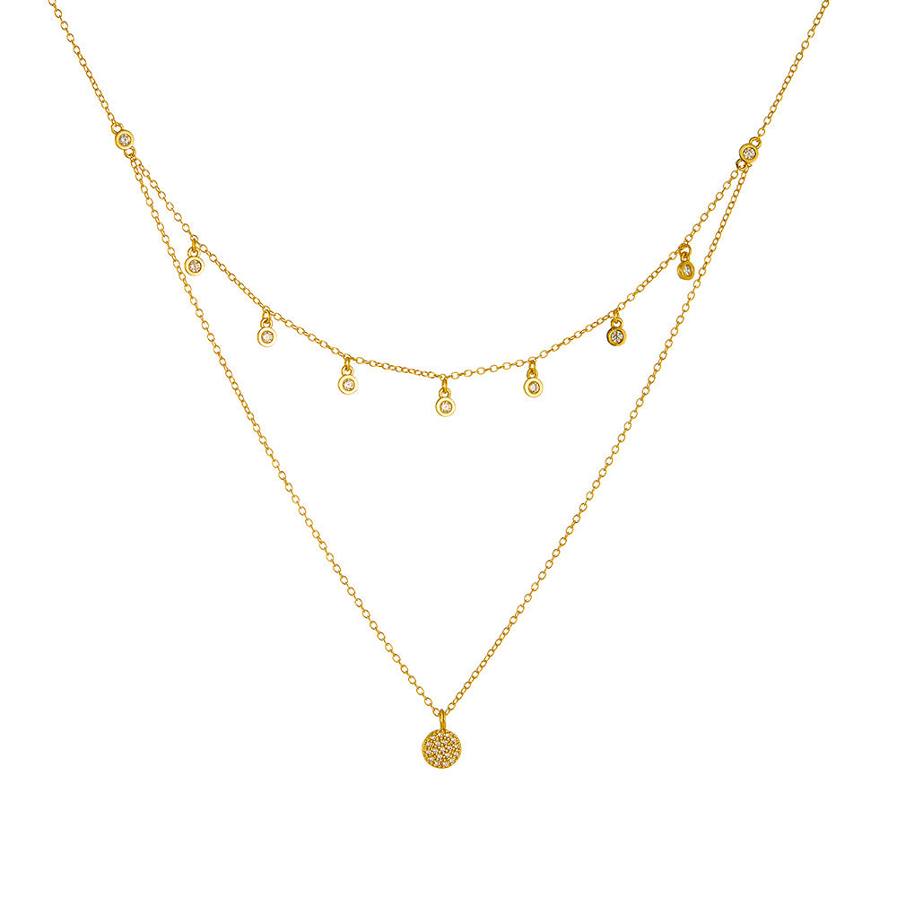 European and American cross-border jewelry s925 sterling silver double-layer necklace women's simple