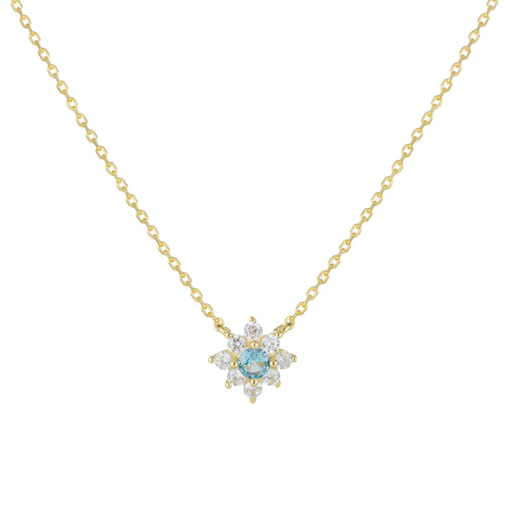 European and American cross-border jewelry small fresh flower diamond pendant necklace female s925 s