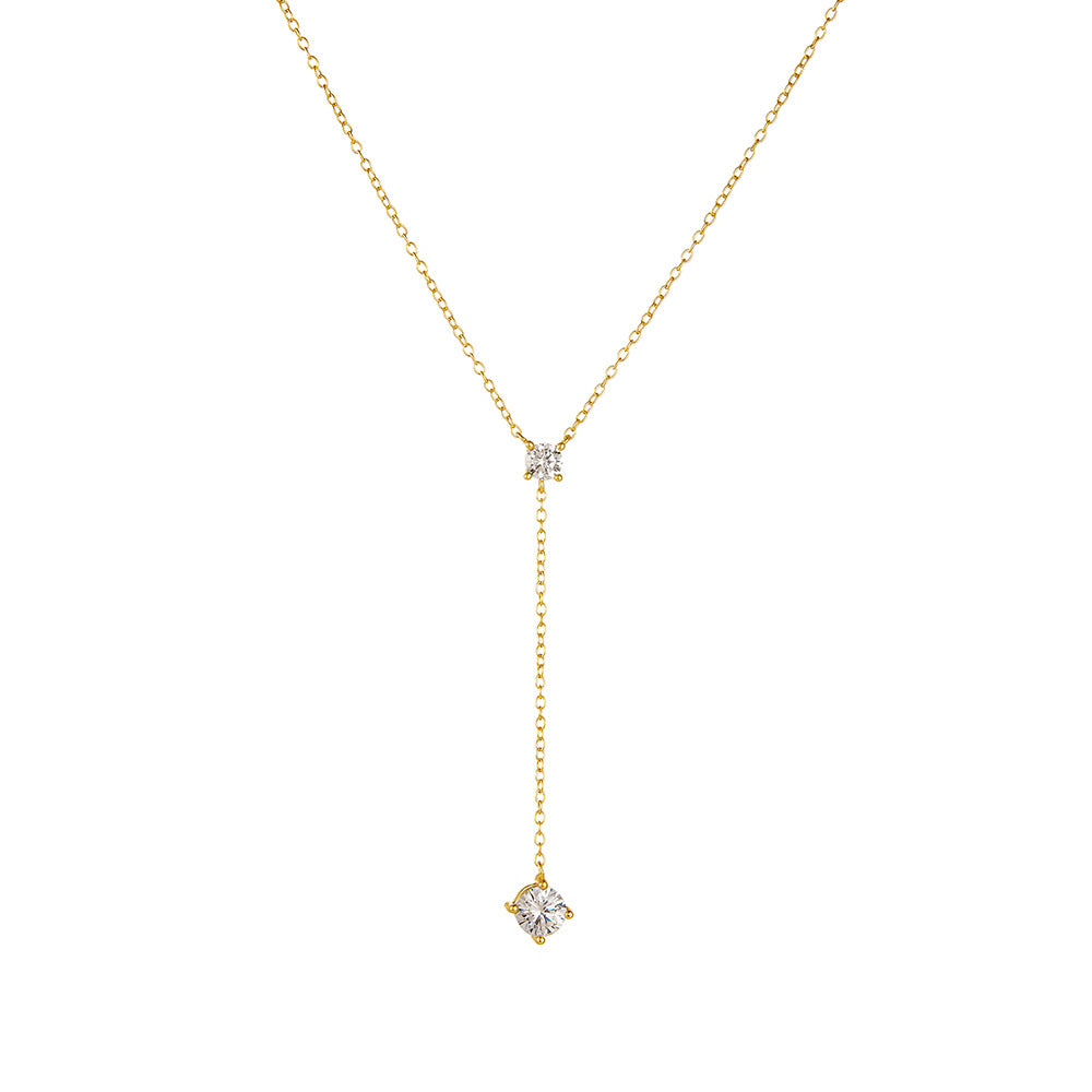 S925 Sterling Silver Y-shaped Tassel Collarbone Necklace Necklace Women's European and American Ins