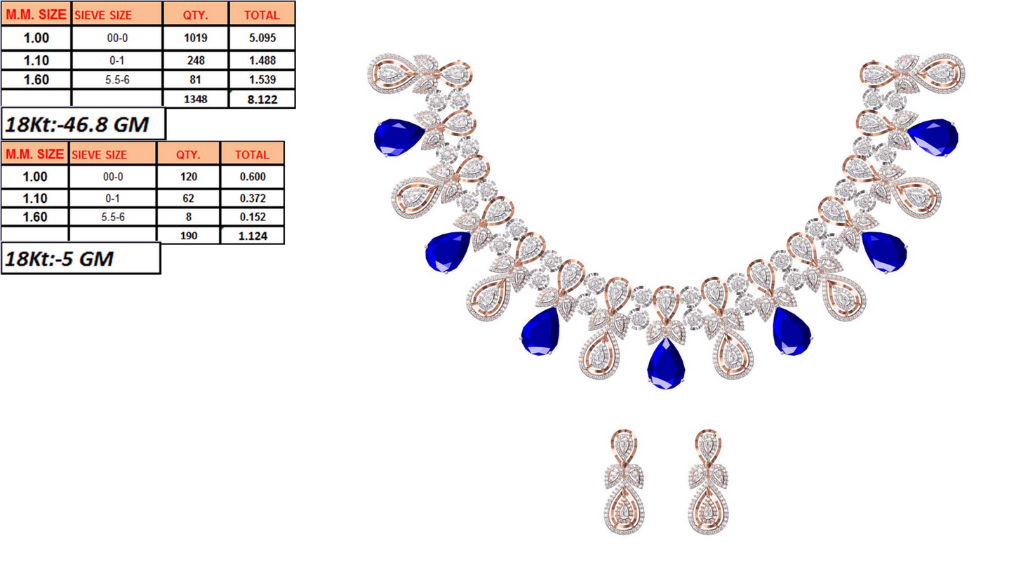 18K Gold Custom Diamond Necklace & Earring Set | 10 Designs | Moissanite Lab Diamond CZ | Bridal Luxury Fine Jewelry | Bo Cheng Jewelry