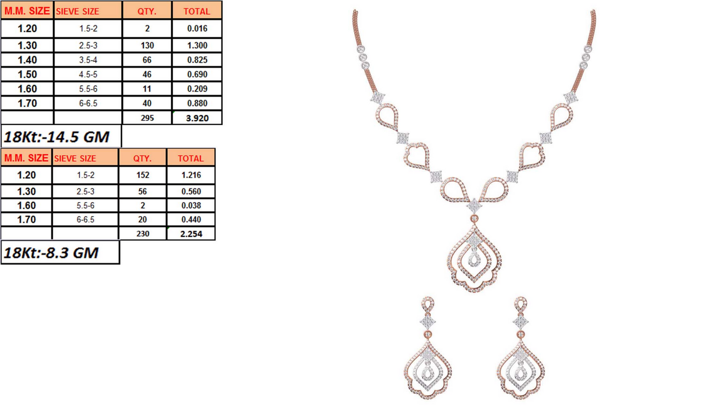18K Gold Custom Diamond Necklace & Earring Set | 8 Designs | Moissanite Lab Diamond CZ | Bridal Luxury Fine Jewelry | Bo Cheng Jewelry