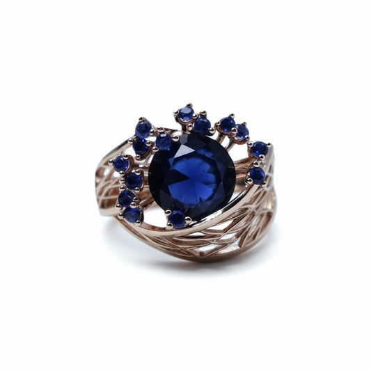 Purple CZ closed ring worn on hand gold plated supplier