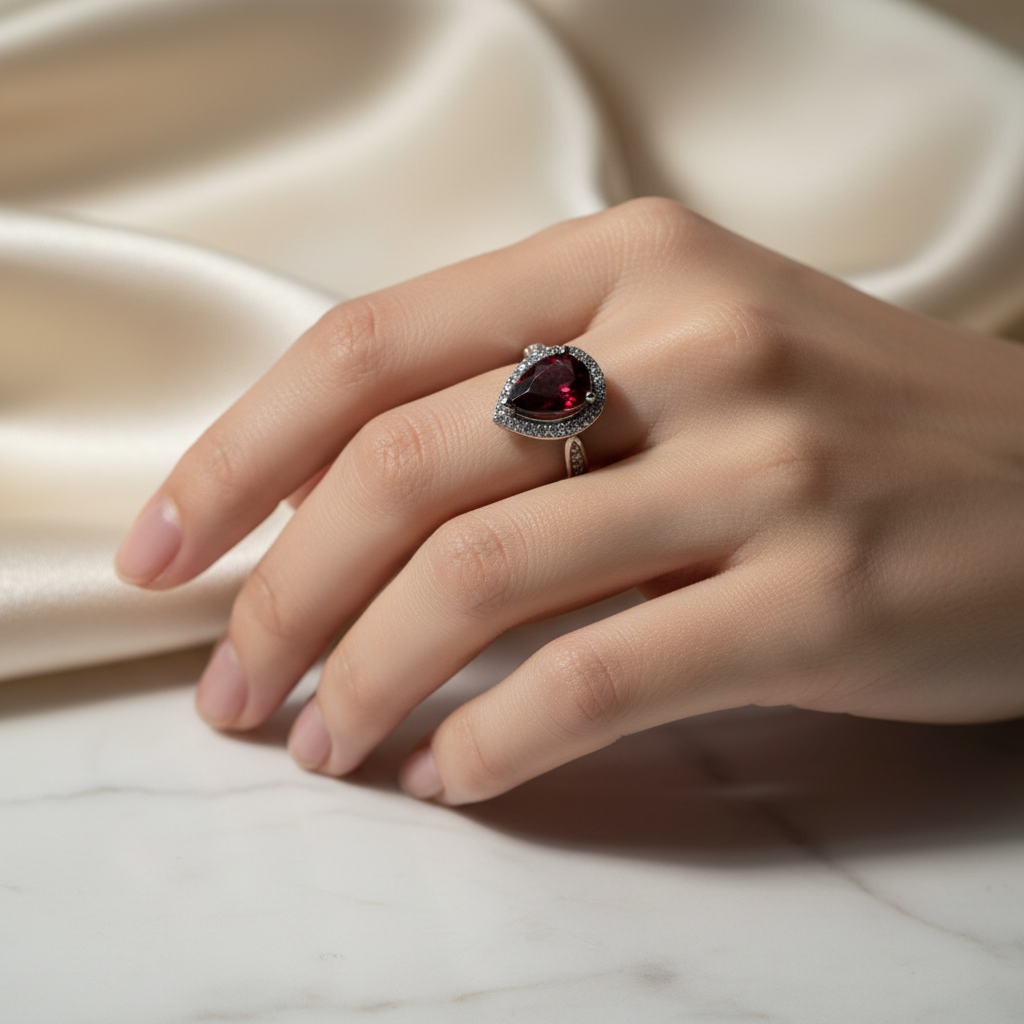 石榴石戒指佩戴展示