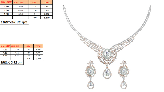 18K Gold Custom Diamond Necklace & Earring Set | 10 Designs | Moissanite Lab Diamond CZ | Bridal Luxury Fine Jewelry | Bo Cheng Jewelry