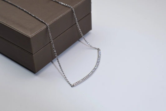 Smile Bar Necklace 925 Silver CZ Adjustable Long Chain Wholesale View 2