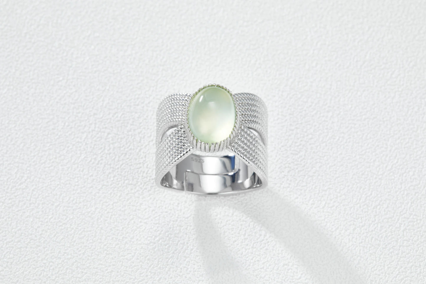 Natural prehnite stone ring detail 925 silver manufacturer