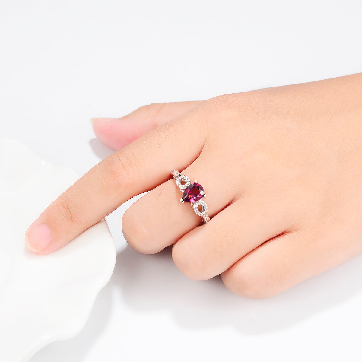 925 Sterling Silver Garnet Ring Wholesale View 2