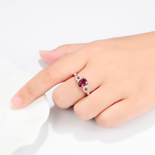925 Sterling Silver Garnet Ring Wholesale View 2