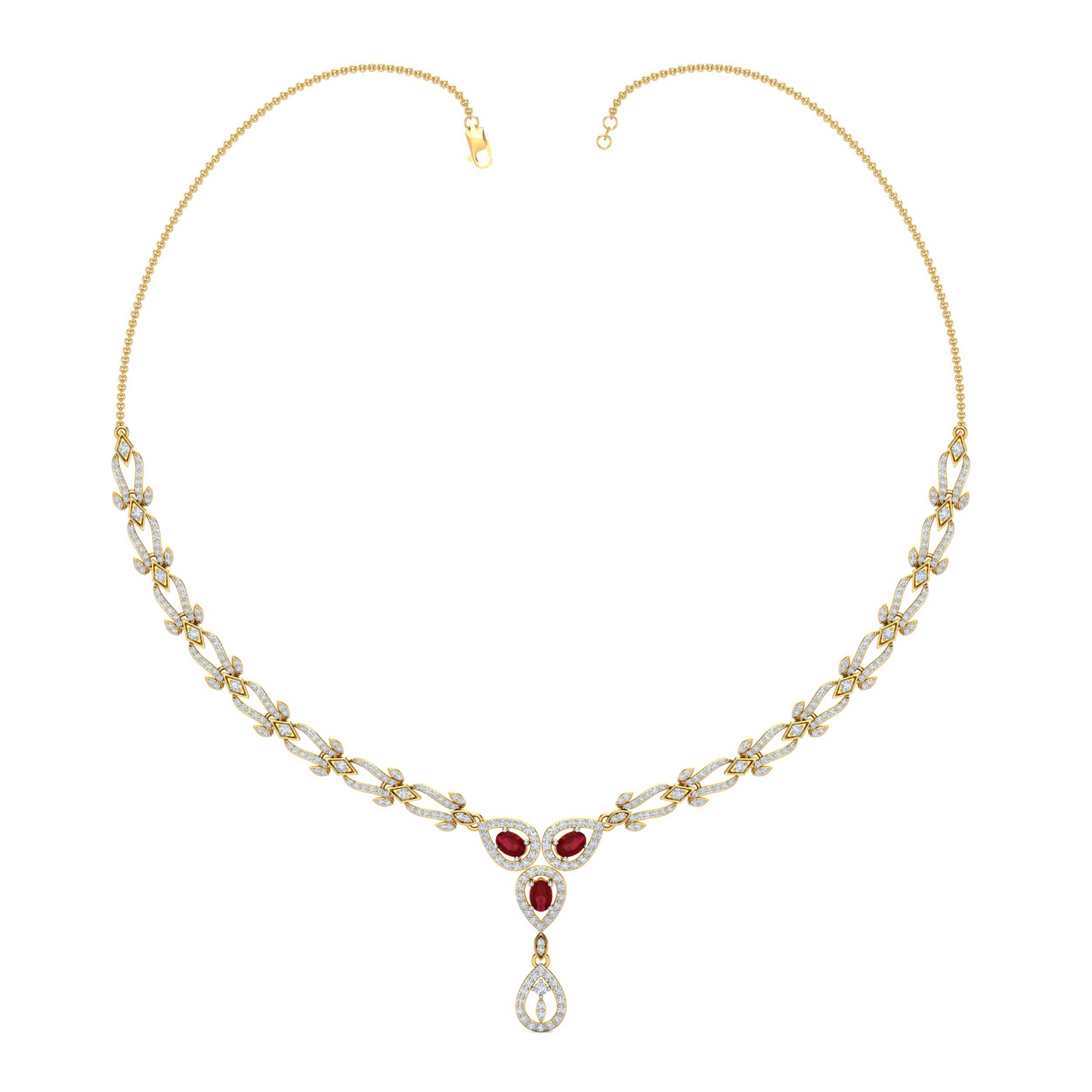 18K Gold Necklace & Earring Set 35 | Moissanite Natural Diamond Lab Diamond | Bridal Luxury | Bo Cheng Jewelry