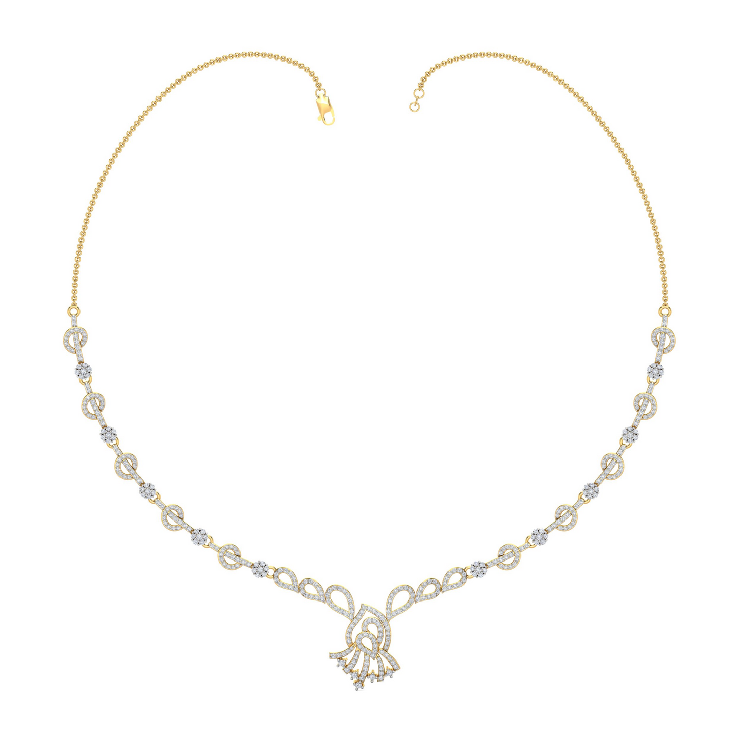 18K Gold Necklace & Earring Set 36 | Moissanite Natural Diamond Lab Diamond | Bridal Luxury | Bo Cheng Jewelry