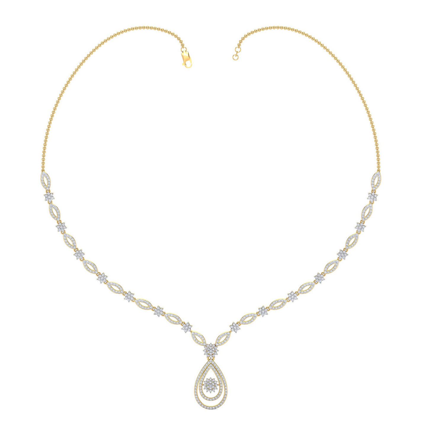 18K Gold Necklace & Earring Set 43 | Moissanite Natural Diamond Lab Diamond | Bridal Luxury | Bo Cheng Jewelry