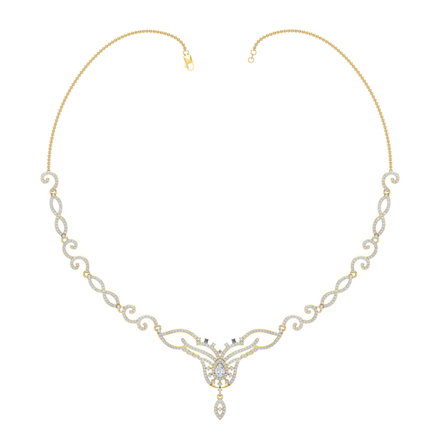 18K Gold Necklace & Earring Set 52 | Moissanite Natural Diamond Lab Diamond | Bridal Luxury | Bo Cheng Jewelry