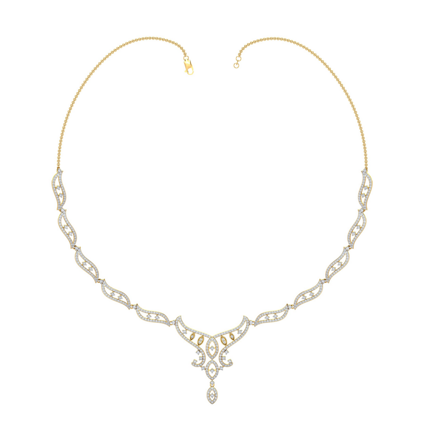 18K Gold Necklace & Earring Set 54 | Moissanite Natural Diamond Lab Diamond | Bridal Luxury | Bo Cheng Jewelry