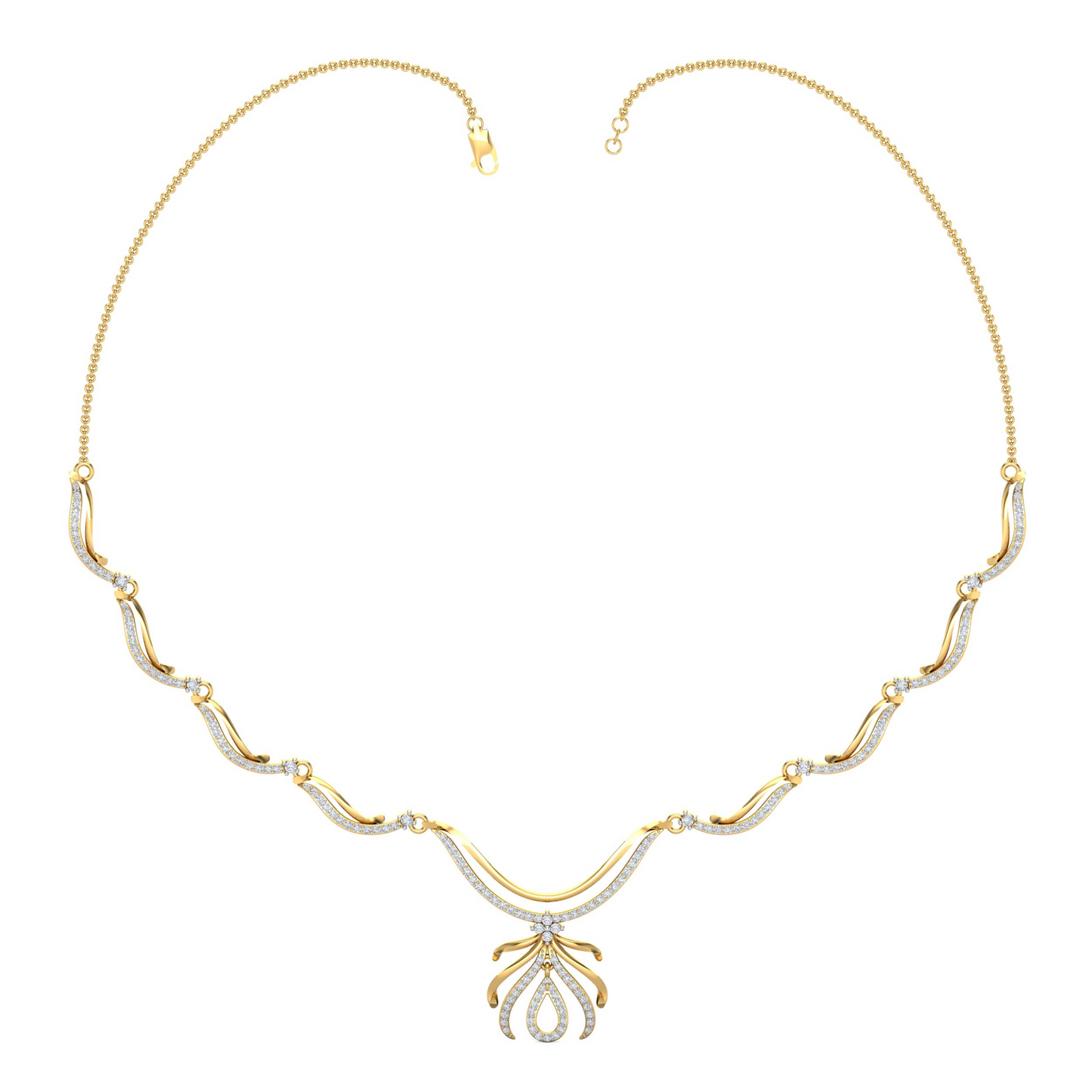 18K Gold Necklace & Earring Set 30 | Moissanite Natural Diamond Lab Diamond | Bridal Luxury | Bo Cheng Jewelry