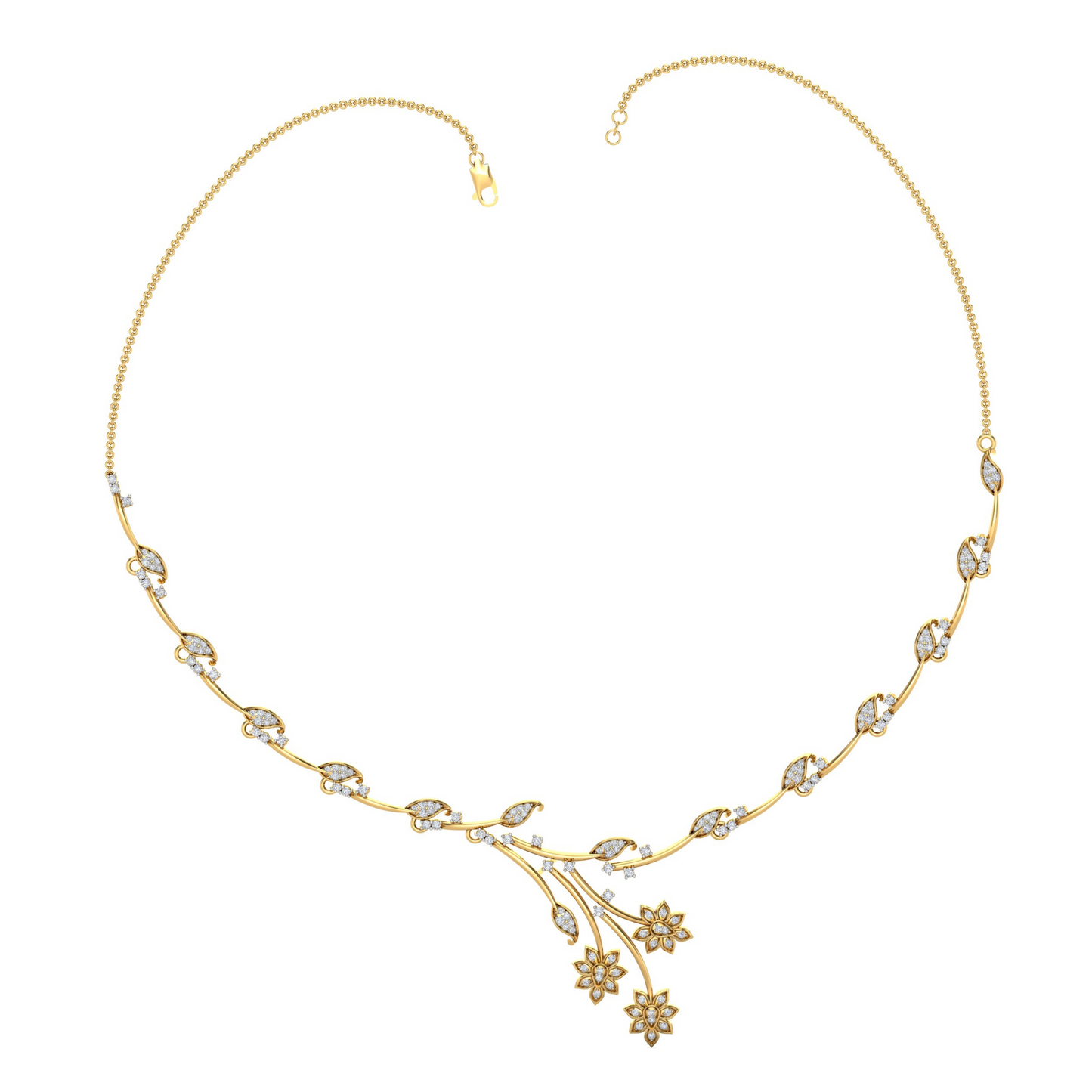 18K Gold Necklace & Earring Set 61 | Moissanite Natural Diamond Lab Diamond | Bridal Luxury | Bo Cheng Jewelry