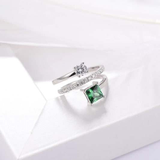 Emerald Adjustable Ring Gold Plated CZ Designer Wholesale View 2