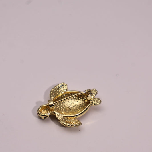 925 Silver Enamel Turtle Brooch Gold Plated Lapel Pin Wholesale View 2