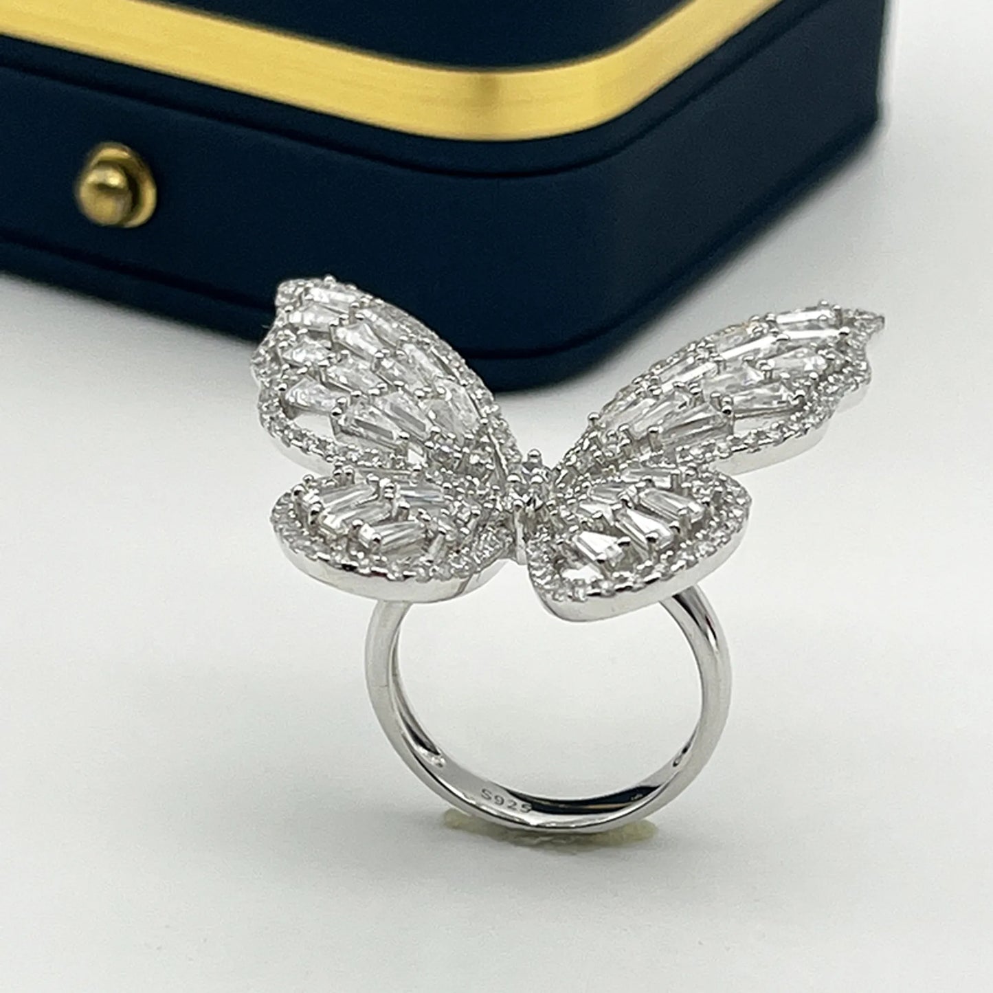 Wholesale Large Full Diamond Butterfly Ring