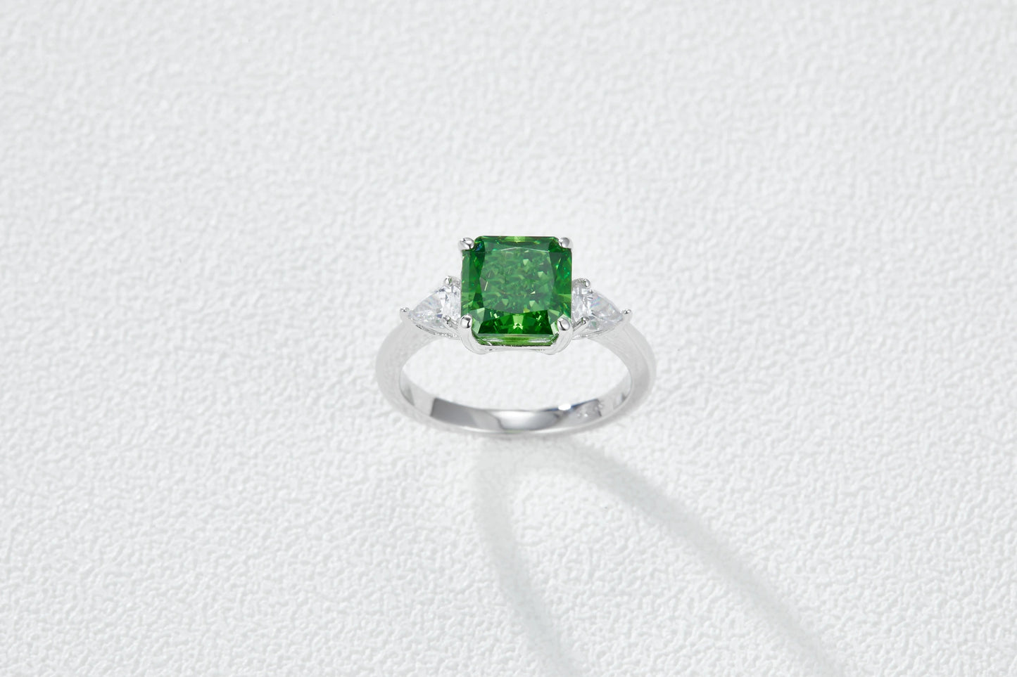 High carbon square diamond ring angle view white gold wholesale