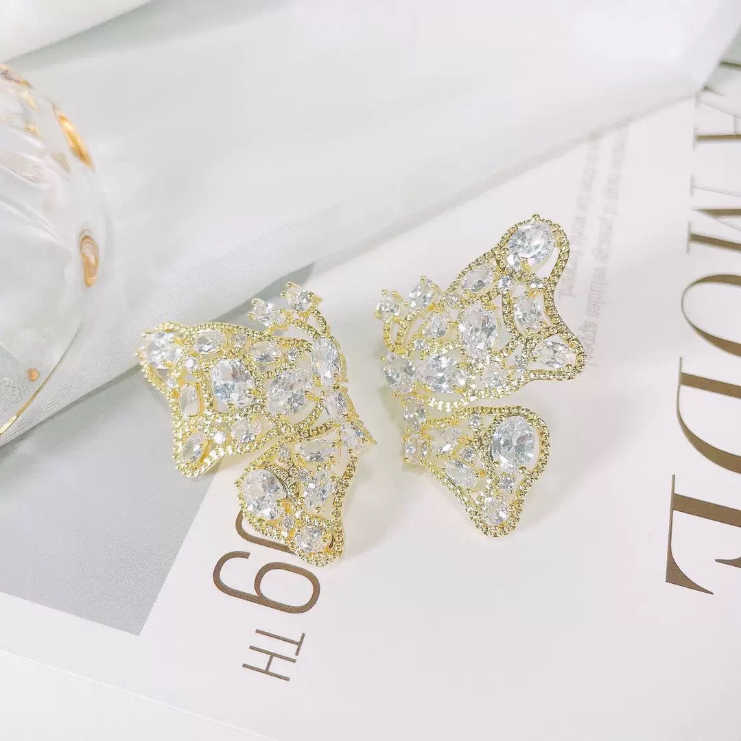 #017 Classic Crystal Earrings - 18K Gold Plated | Bo Cheng Jewelry