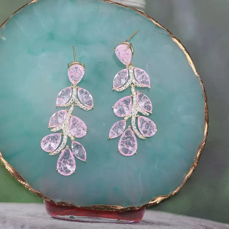 #027 Colorful Zircon Design Earrings - 18K Gold Plated | Bo Cheng Jewelry