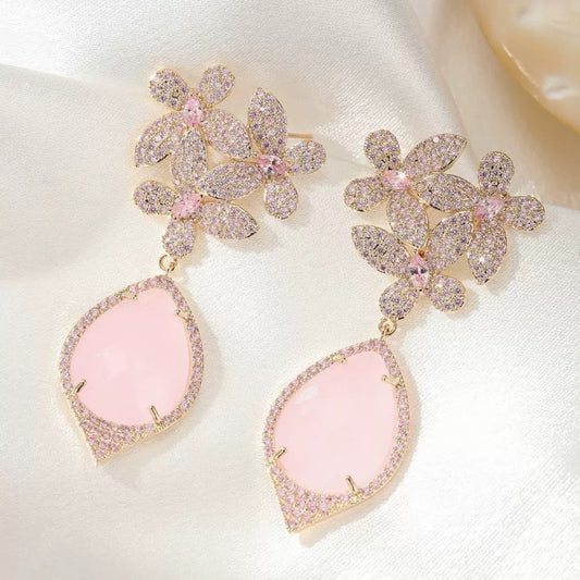 #028 Sparkling Zircon Selected Earrings - 18K Gold Plated | Bo Cheng Jewelry