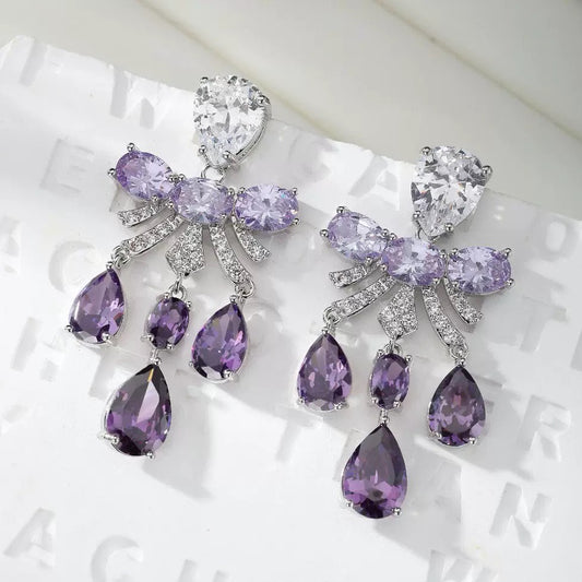 #042 Colorful Zircon Sparkling Drop Earrings - 18K Gold Plated | Bo Cheng Jewelry